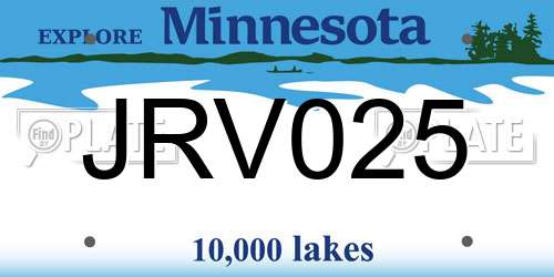 JRV025 Minnesota License Plate