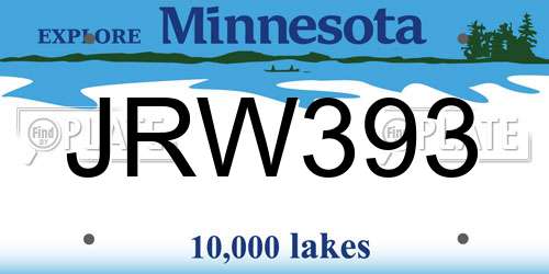 JRW393 Minnesota License Plate