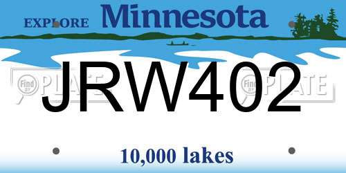 JRW402 Minnesota License Plate