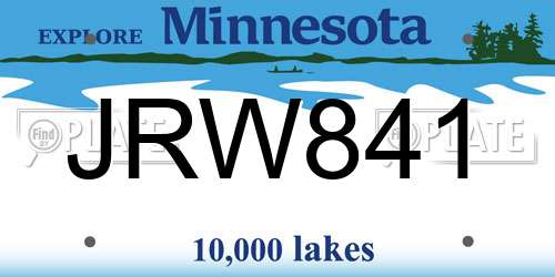 JRW841 Minnesota License Plate