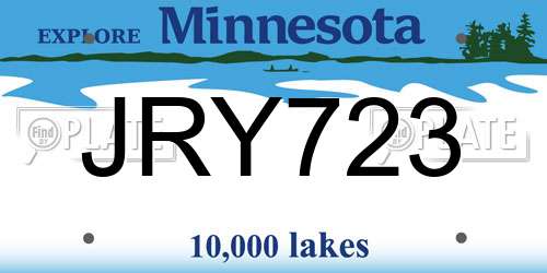 JRY723 Minnesota License Plate