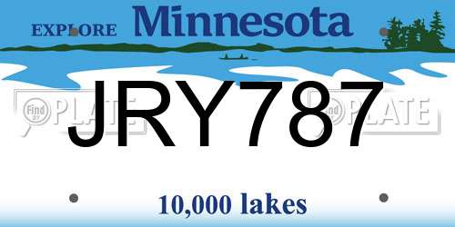 JRY787 Minnesota License Plate