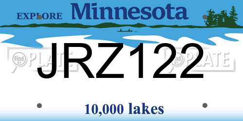 JRZ122 Minnesota License Plate