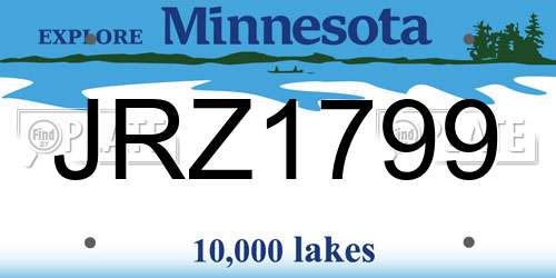JRZ1799 Minnesota License Plate