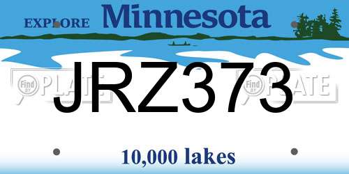 JRZ373 Minnesota License Plate