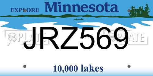 JRZ569 Minnesota License Plate