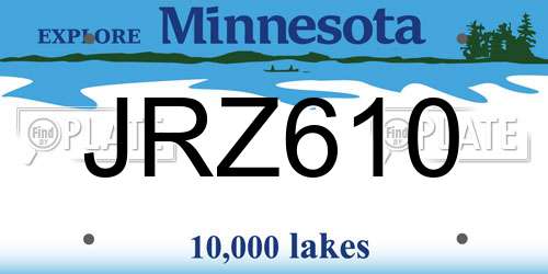 JRZ610 Minnesota License Plate