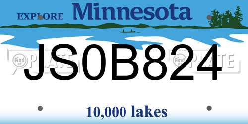 JS0B824 Minnesota License Plate