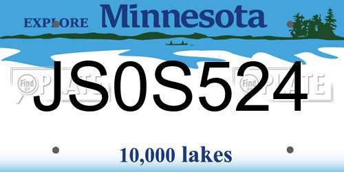 JS0S524 Minnesota License Plate