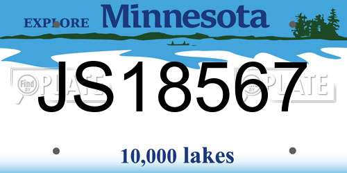 JS18567 Minnesota License Plate