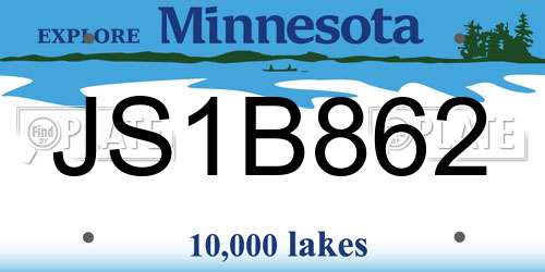JS1B862 Minnesota License Plate