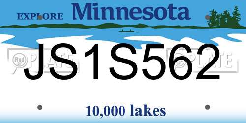 JS1S562 Minnesota License Plate