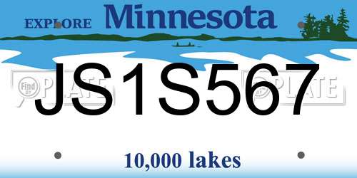 JS1S567 Minnesota License Plate