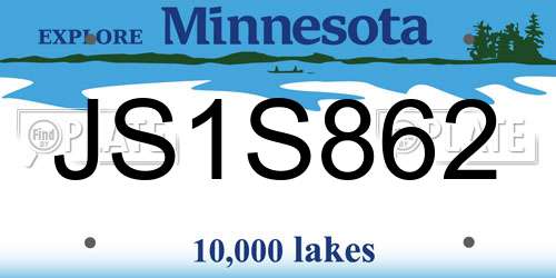 JS1S862 Minnesota License Plate