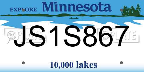 JS1S867 Minnesota License Plate