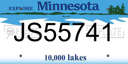 JS55741 Minnesota License Plate