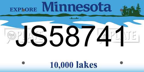 JS58741 Minnesota License Plate