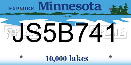 JS5B741 Minnesota License Plate
