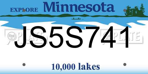 JS5S741 Minnesota License Plate