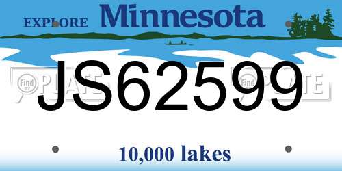 JS62599 Minnesota License Plate