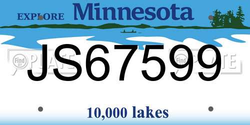 JS67599 Minnesota License Plate