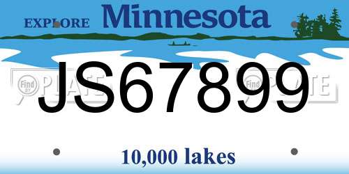 JS67899 Minnesota License Plate
