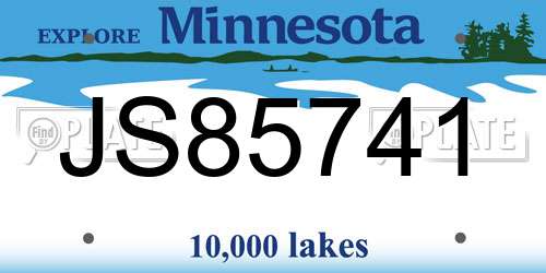 JS85741 Minnesota License Plate