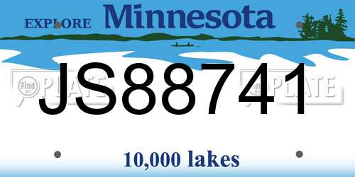 JS88741 Minnesota License Plate