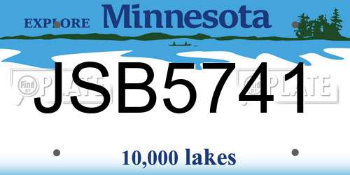 JSB5741 Minnesota License Plate