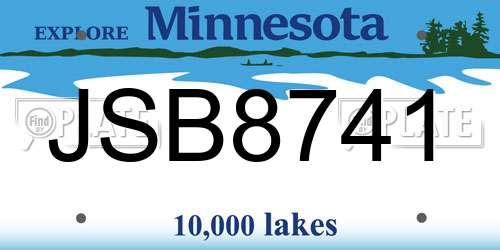 JSB8741 Minnesota License Plate