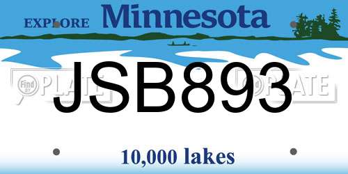 JSB893 Minnesota License Plate