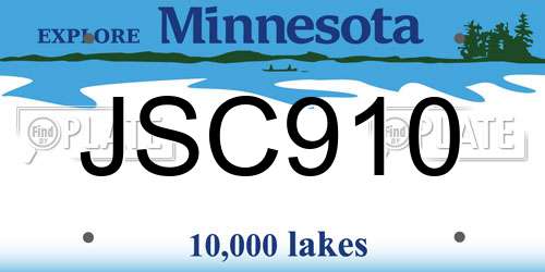 JSC910 Minnesota License Plate