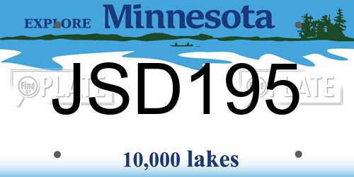 JSD195 Minnesota License Plate