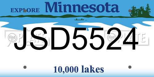 JSD5524 Minnesota License Plate