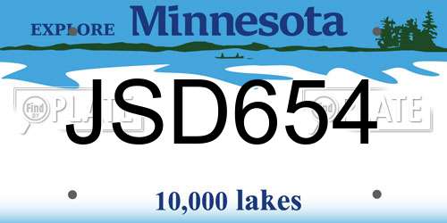 JSD654 Minnesota License Plate