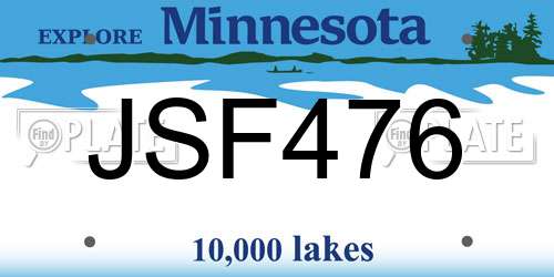 JSF476 Minnesota License Plate
