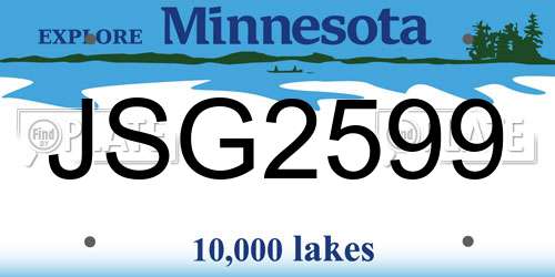 JSG2599 Minnesota License Plate