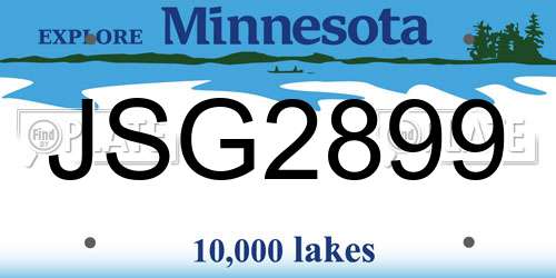 JSG2899 Minnesota License Plate