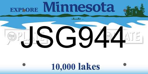 JSG944 Minnesota License Plate