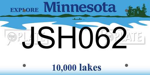 JSH062 Minnesota License Plate