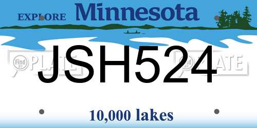 JSH524 Minnesota License Plate
