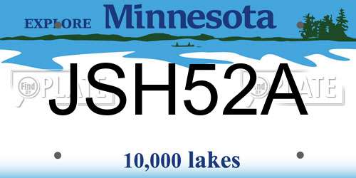 JSH52A Minnesota License Plate