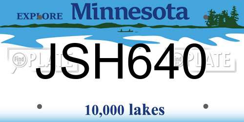 JSH640 Minnesota License Plate