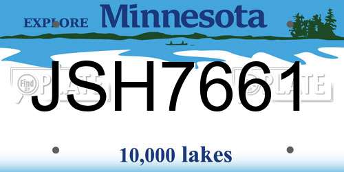 JSH7661 Minnesota License Plate