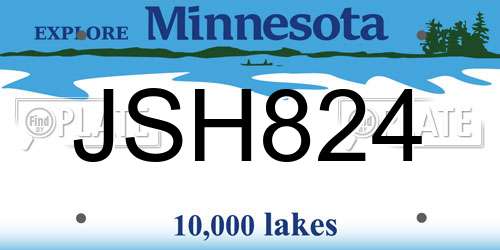 JSH824 Minnesota License Plate