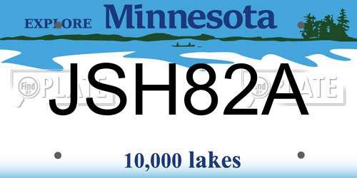 JSH82A Minnesota License Plate