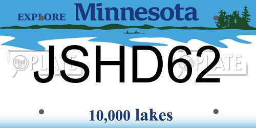JSHD62 Minnesota License Plate