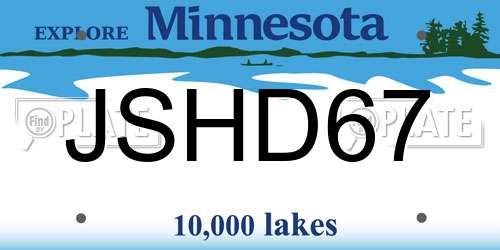 JSHD67 Minnesota License Plate