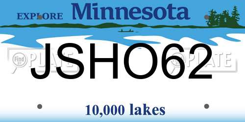 JSHO62 Minnesota License Plate