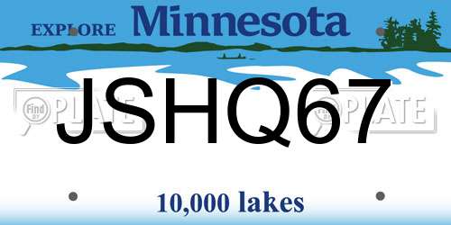 JSHQ67 Minnesota License Plate